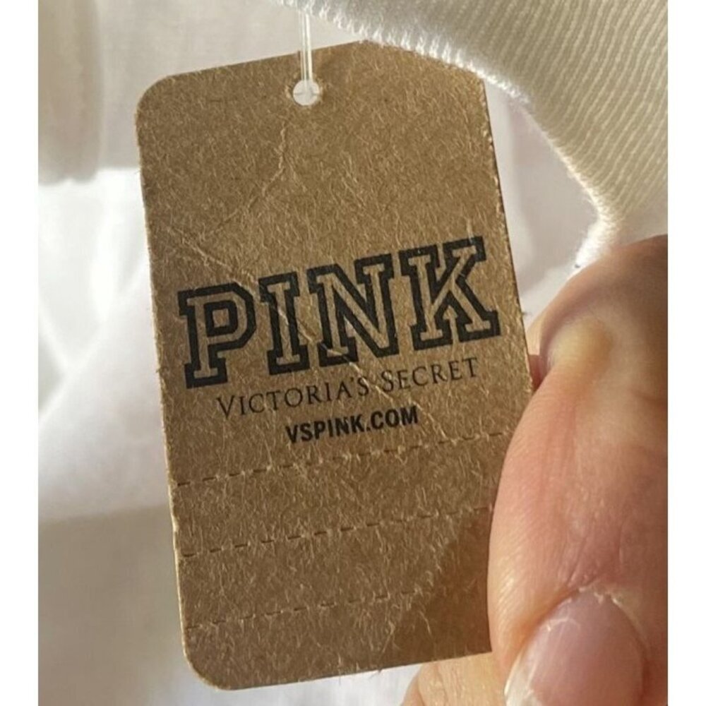 PINK Victoria's Secret Varsity Crew Pride Rainbow Tee Shirt Size L NEW Oversized - Picture 11 of 12